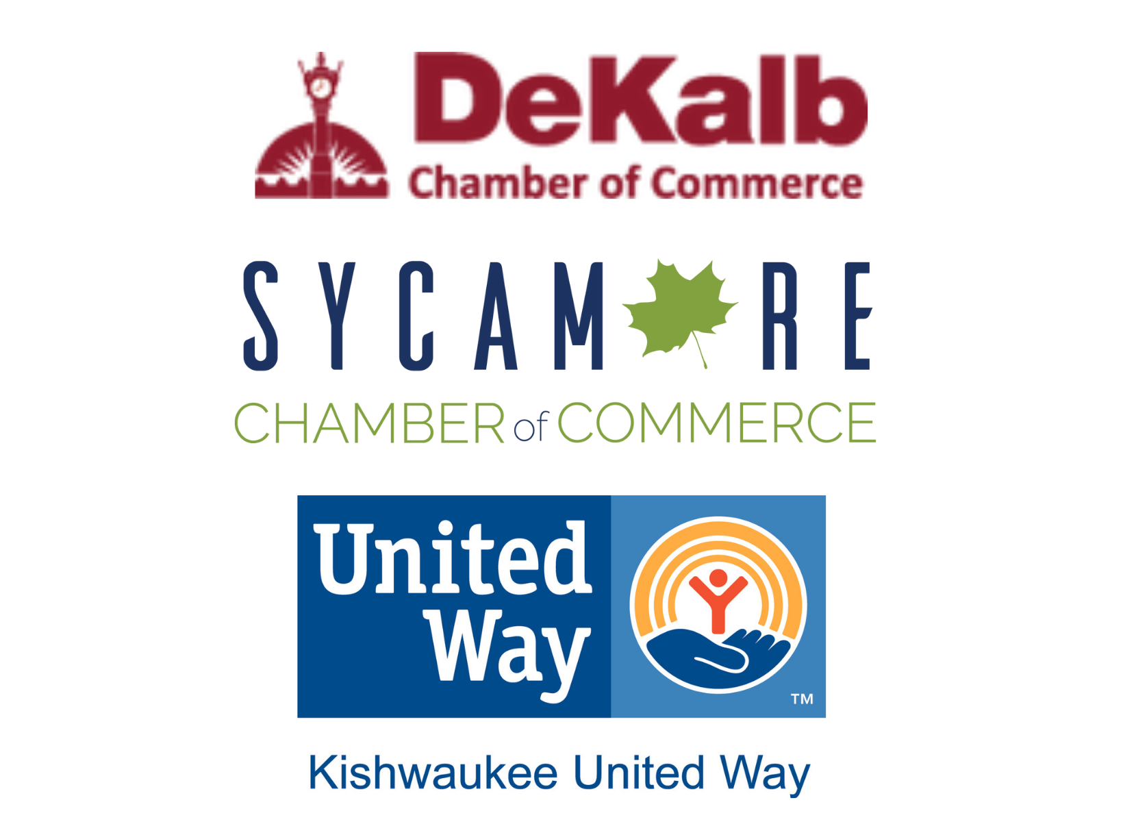 DeKalb Chamber, Sycamore Chamber and KUW logos